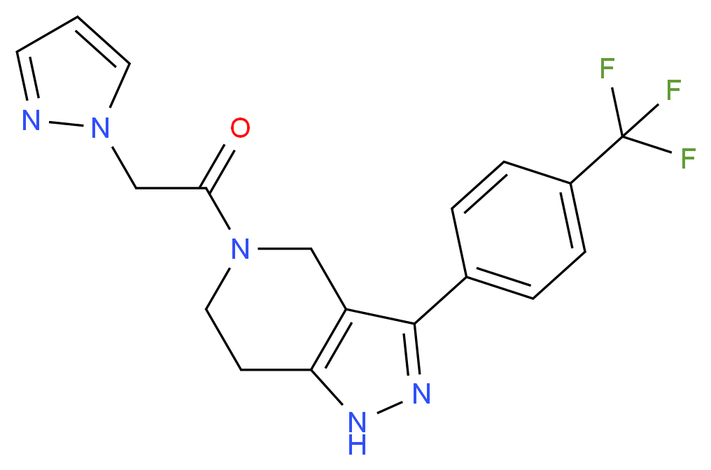 5-(1H-pyrazol-1-ylacetyl)-3-[4-(trifluoromethyl)phenyl]-4,5,6,7-tetrahydro-1H-pyrazolo[4,3-c]pyridine_Molecular_structure_CAS_)