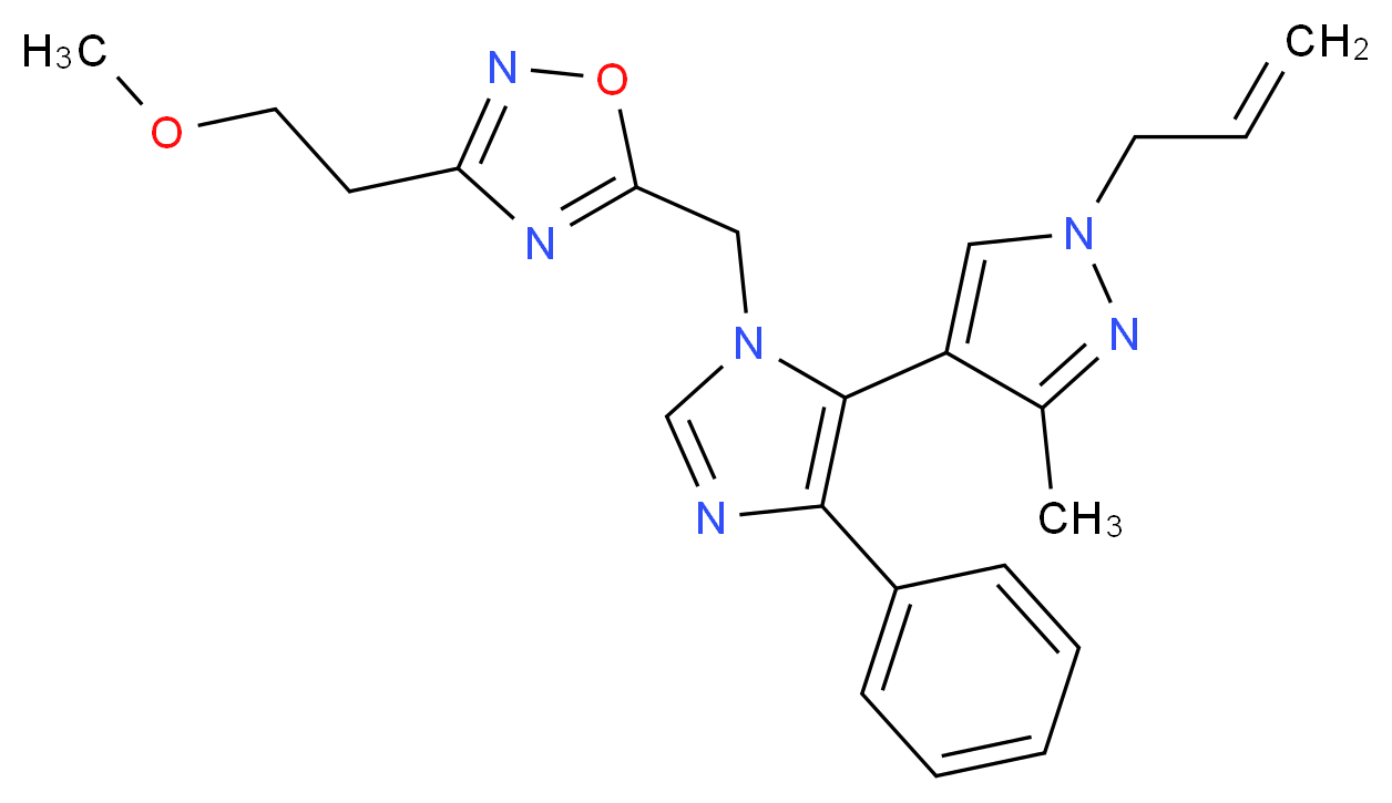 5-{[5-(1-allyl-3-methyl-1H-pyrazol-4-yl)-4-phenyl-1H-imidazol-1-yl]methyl}-3-(2-methoxyethyl)-1,2,4-oxadiazole_Molecular_structure_CAS_)