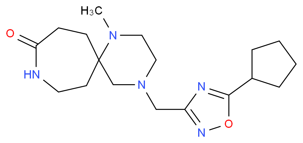 4-[(5-cyclopentyl-1,2,4-oxadiazol-3-yl)methyl]-1-methyl-1,4,9-triazaspiro[5.6]dodecan-10-one_Molecular_structure_CAS_)