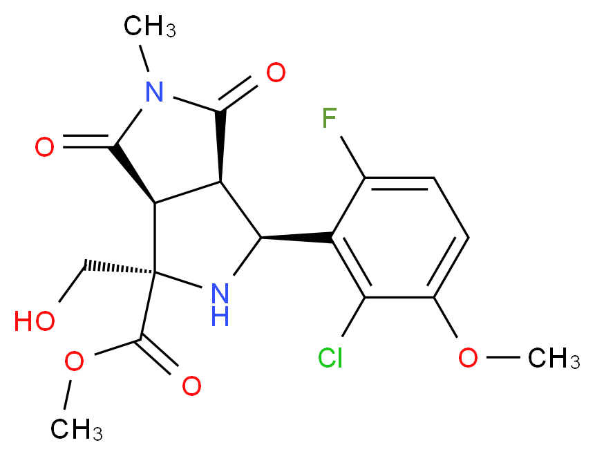 methyl (1S*,3S*,3aR*,6aS*)-3-(2-chloro-6-fluoro-3-methoxyphenyl)-1-(hydroxymethyl)-5-methyl-4,6-dioxooctahydropyrrolo[3,4-c]pyrrole-1-carboxylate_Molecular_structure_CAS_)