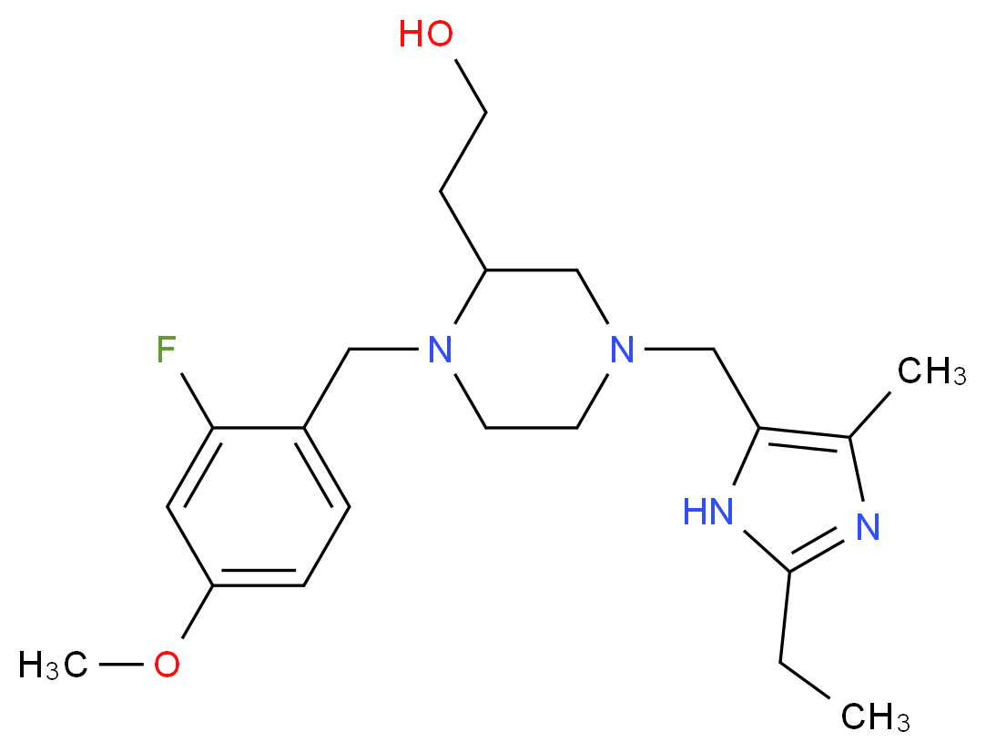 2-[4-[(2-ethyl-4-methyl-1H-imidazol-5-yl)methyl]-1-(2-fluoro-4-methoxybenzyl)-2-piperazinyl]ethanol_Molecular_structure_CAS_)