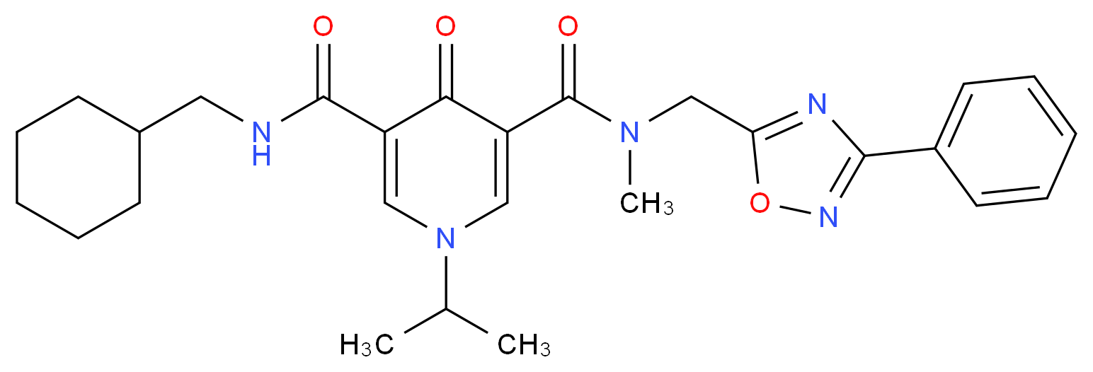 N'-(cyclohexylmethyl)-1-isopropyl-N-methyl-4-oxo-N-[(3-phenyl-1,2,4-oxadiazol-5-yl)methyl]-1,4-dihydro-3,5-pyridinedicarboxamide_Molecular_structure_CAS_)