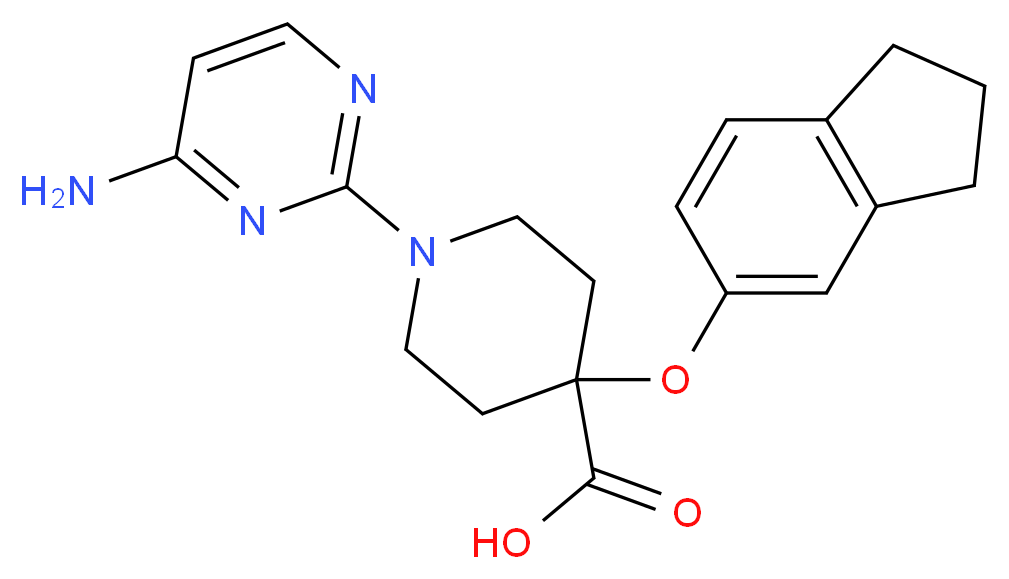 1-(4-aminopyrimidin-2-yl)-4-(2,3-dihydro-1H-inden-5-yloxy)piperidine-4-carboxylic acid_Molecular_structure_CAS_)