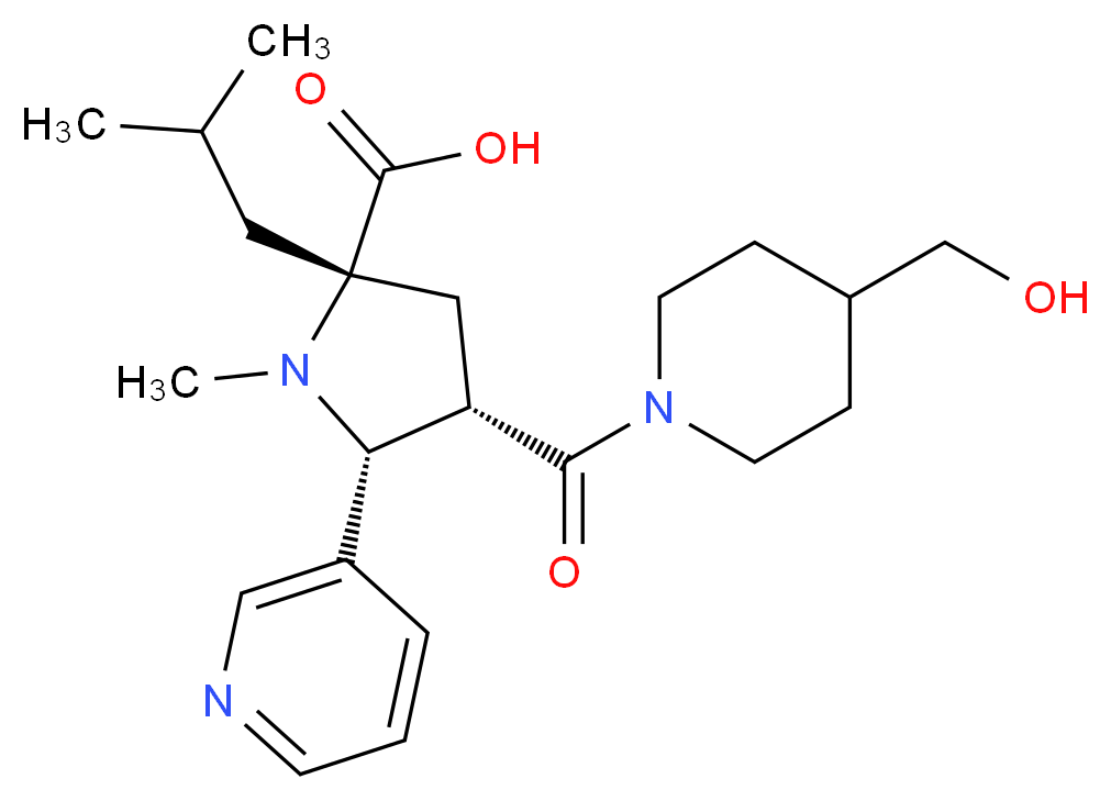 (2S*,4S*,5R*)-4-{[4-(hydroxymethyl)piperidin-1-yl]carbonyl}-2-isobutyl-1-methyl-5-pyridin-3-ylpyrrolidine-2-carboxylic acid_Molecular_structure_CAS_)
