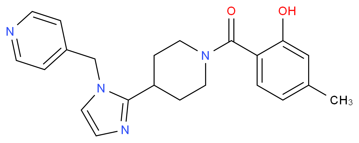 5-methyl-2-({4-[1-(pyridin-4-ylmethyl)-1H-imidazol-2-yl]piperidin-1-yl}carbonyl)phenol_Molecular_structure_CAS_)