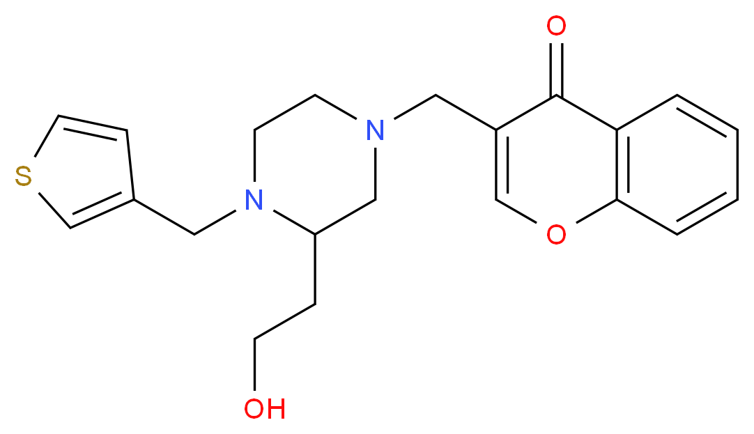 3-{[3-(2-hydroxyethyl)-4-(3-thienylmethyl)-1-piperazinyl]methyl}-4H-chromen-4-one_Molecular_structure_CAS_)