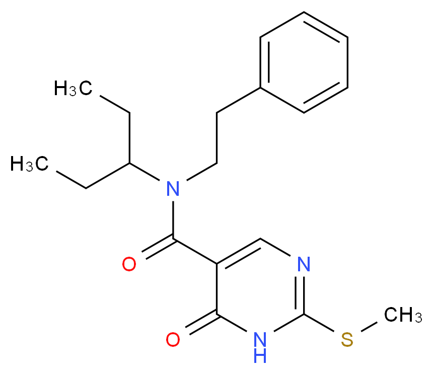 N-(1-ethylpropyl)-2-(methylthio)-6-oxo-N-(2-phenylethyl)-1,6-dihydropyrimidine-5-carboxamide_Molecular_structure_CAS_)