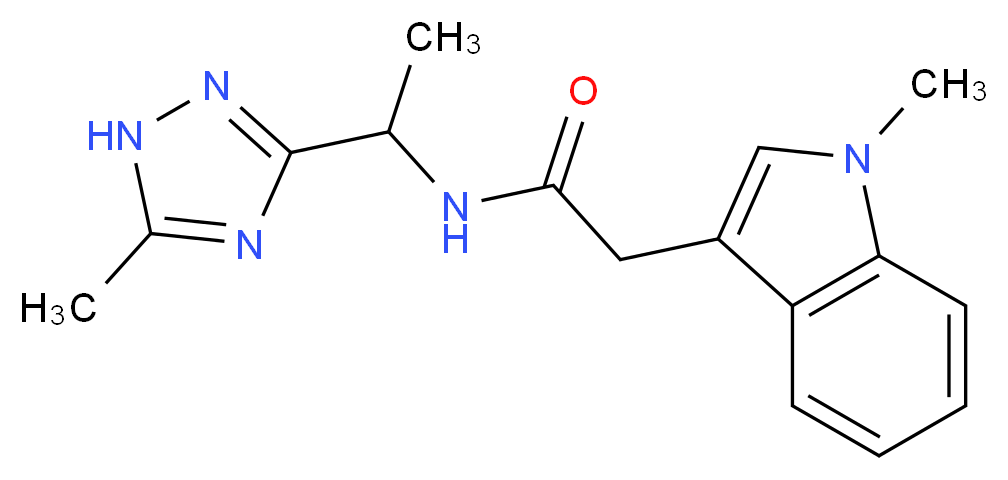 2-(1-methyl-1H-indol-3-yl)-N-[1-(5-methyl-1H-1,2,4-triazol-3-yl)ethyl]acetamide_Molecular_structure_CAS_)