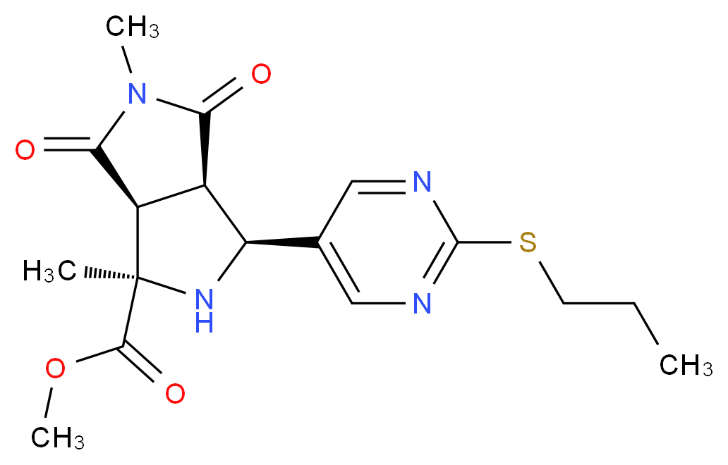 methyl (1R*,3S*,3aR*,6aS*)-1,5-dimethyl-4,6-dioxo-3-[2-(propylthio)pyrimidin-5-yl]octahydropyrrolo[3,4-c]pyrrole-1-carboxylate_Molecular_structure_CAS_)