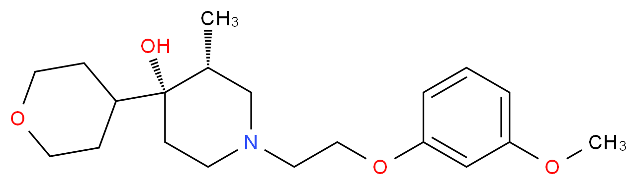 (3R*,4R*)-1-[2-(3-methoxyphenoxy)ethyl]-3-methyl-4-(tetrahydro-2H-pyran-4-yl)-4-piperidinol_Molecular_structure_CAS_)