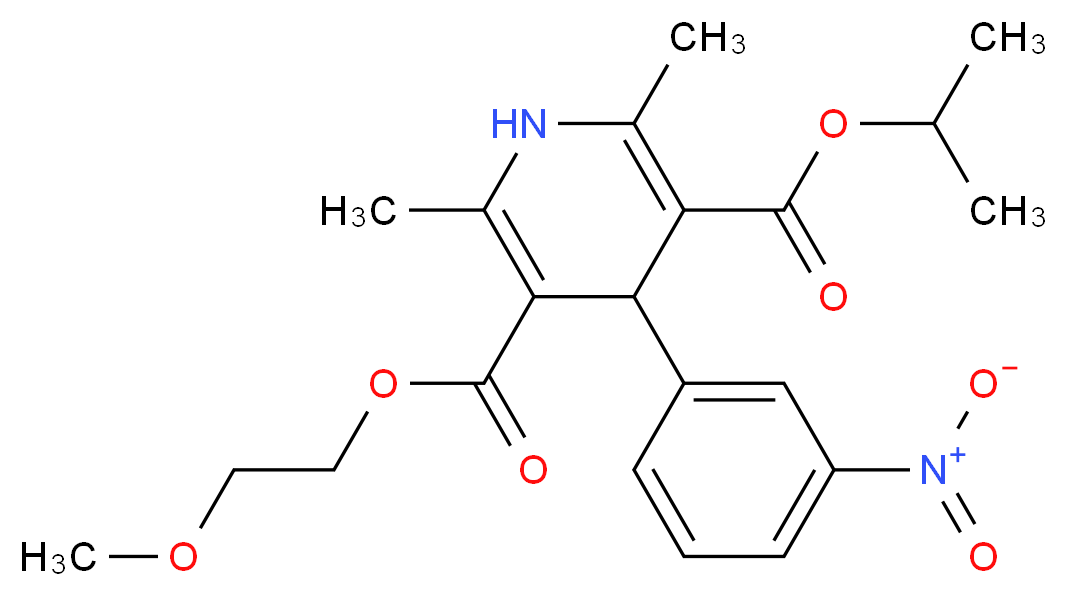 Isopropyl 2-methoxyethyl 2,6-dimethyl-4-(3-nitrophenyl)-1,4-dihydropyridine-3,5-dicarboxylate_Molecular_structure_CAS_66085-59-4)