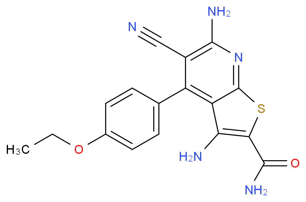 3,6-DIAMINO-5-CYANO-4-(4-ETHOXYPHENYL)THIENO[2,3-B]PYRIDINE-2-CARBOXAMIDE_Molecular_structure_CAS_)