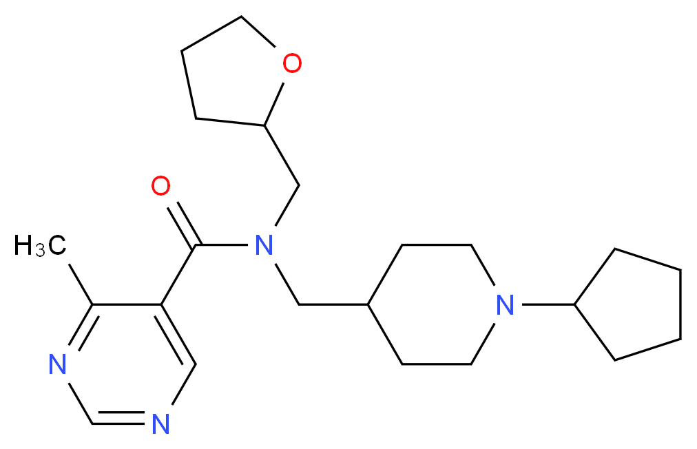 N-[(1-cyclopentylpiperidin-4-yl)methyl]-4-methyl-N-(tetrahydrofuran-2-ylmethyl)pyrimidine-5-carboxamide_Molecular_structure_CAS_)
