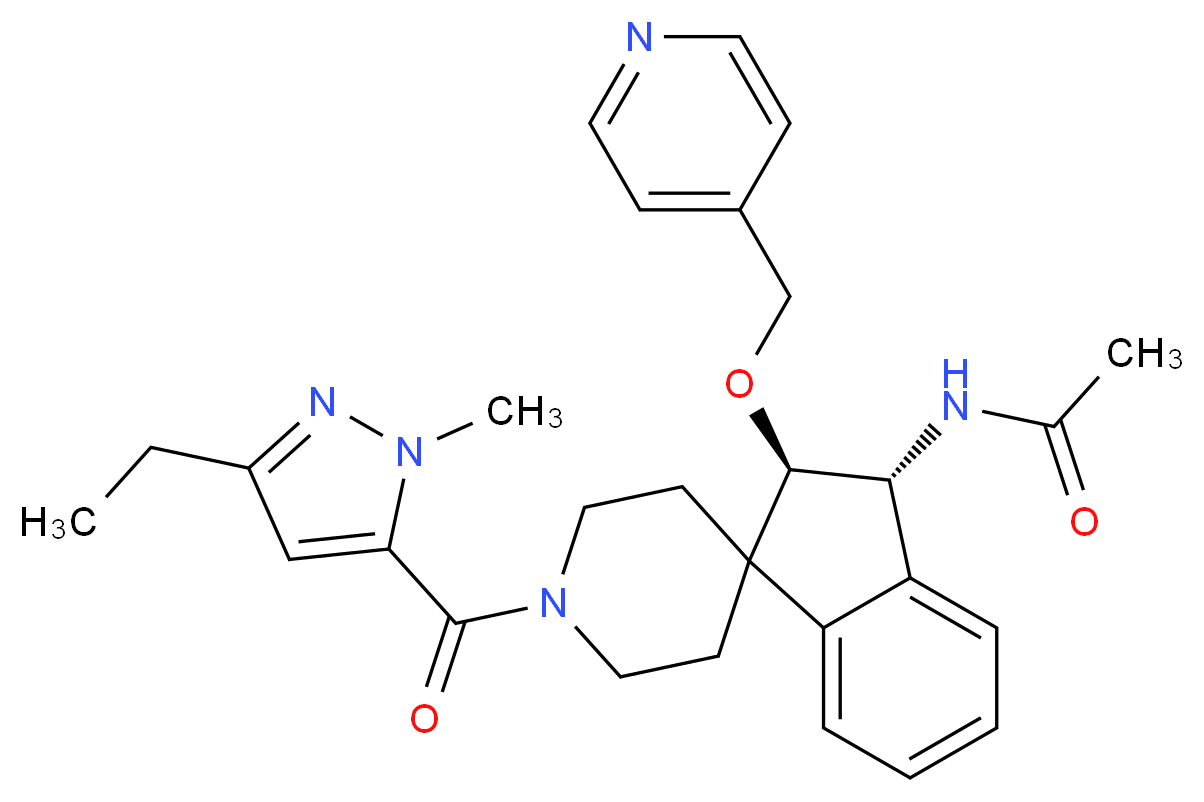N-[(2R*,3R*)-1'-[(3-ethyl-1-methyl-1H-pyrazol-5-yl)carbonyl]-2-(4-pyridinylmethoxy)-2,3-dihydrospiro[indene-1,4'-piperidin]-3-yl]acetamide_Molecular_structure_CAS_)