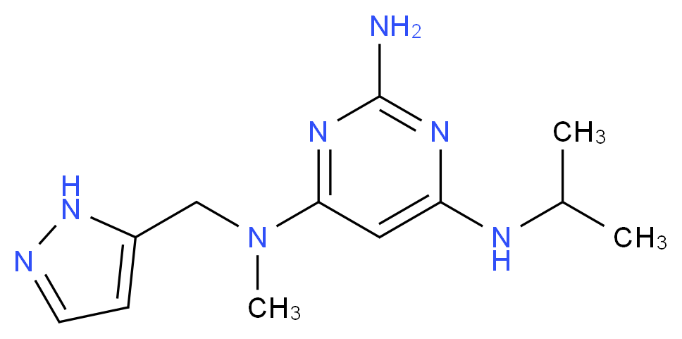 N~6~-isopropyl-N~4~-methyl-N~4~-(1H-pyrazol-5-ylmethyl)pyrimidine-2,4,6-triamine_Molecular_structure_CAS_)