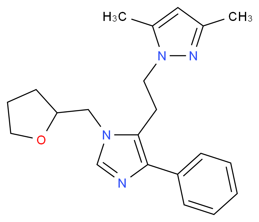 3,5-dimethyl-1-{2-[4-phenyl-1-(tetrahydrofuran-2-ylmethyl)-1H-imidazol-5-yl]ethyl}-1H-pyrazole_Molecular_structure_CAS_)