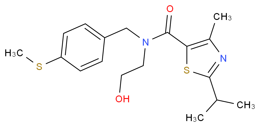N-(2-hydroxyethyl)-2-isopropyl-4-methyl-N-[4-(methylthio)benzyl]-1,3-thiazole-5-carboxamide_Molecular_structure_CAS_)