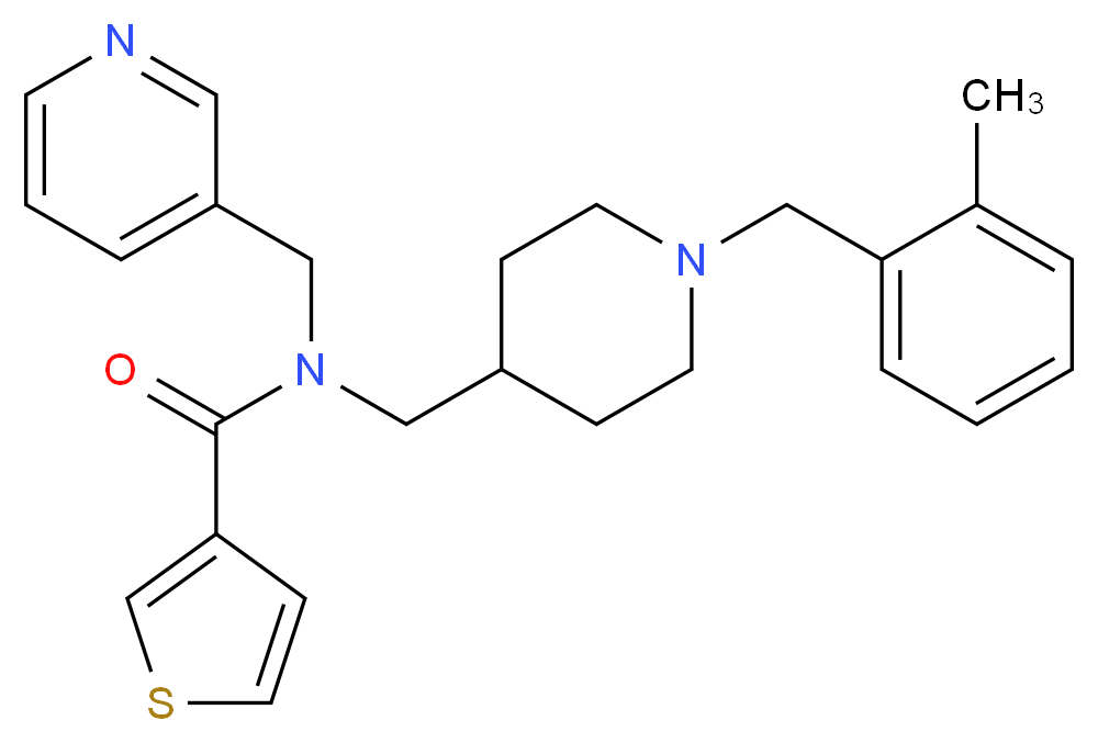 N-{[1-(2-methylbenzyl)-4-piperidinyl]methyl}-N-(3-pyridinylmethyl)-3-thiophenecarboxamide_Molecular_structure_CAS_)