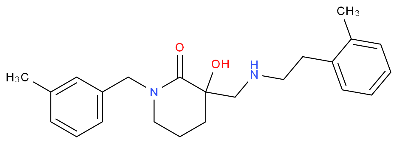 3-hydroxy-1-(3-methylbenzyl)-3-({[2-(2-methylphenyl)ethyl]amino}methyl)piperidin-2-one_Molecular_structure_CAS_)