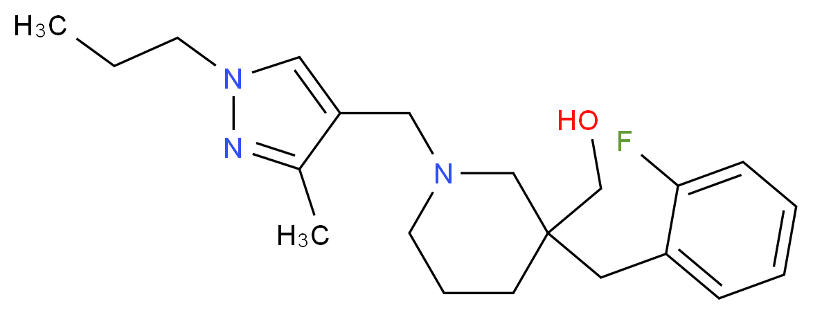 {3-(2-fluorobenzyl)-1-[(3-methyl-1-propyl-1H-pyrazol-4-yl)methyl]-3-piperidinyl}methanol_Molecular_structure_CAS_)