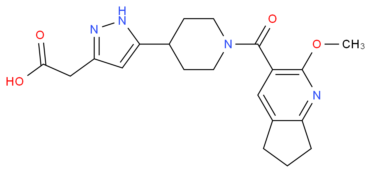 (5-{1-[(2-methoxy-6,7-dihydro-5H-cyclopenta[b]pyridin-3-yl)carbonyl]piperidin-4-yl}-1H-pyrazol-3-yl)acetic acid_Molecular_structure_CAS_)