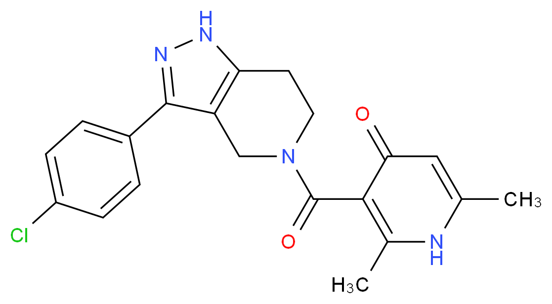 3-{[3-(4-chlorophenyl)-1,4,6,7-tetrahydro-5H-pyrazolo[4,3-c]pyridin-5-yl]carbonyl}-2,6-dimethylpyridin-4(1H)-one_Molecular_structure_CAS_)