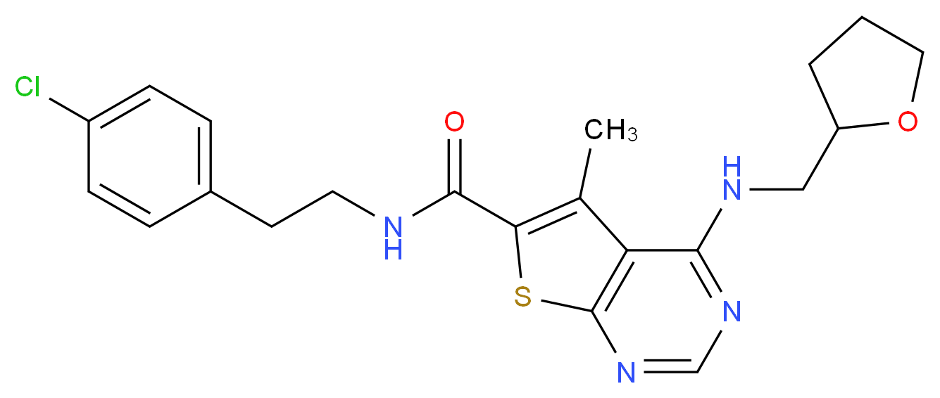 N-[2-(4-chlorophenyl)ethyl]-5-methyl-4-[(tetrahydro-2-furanylmethyl)amino]thieno[2,3-d]pyrimidine-6-carboxamide_Molecular_structure_CAS_)