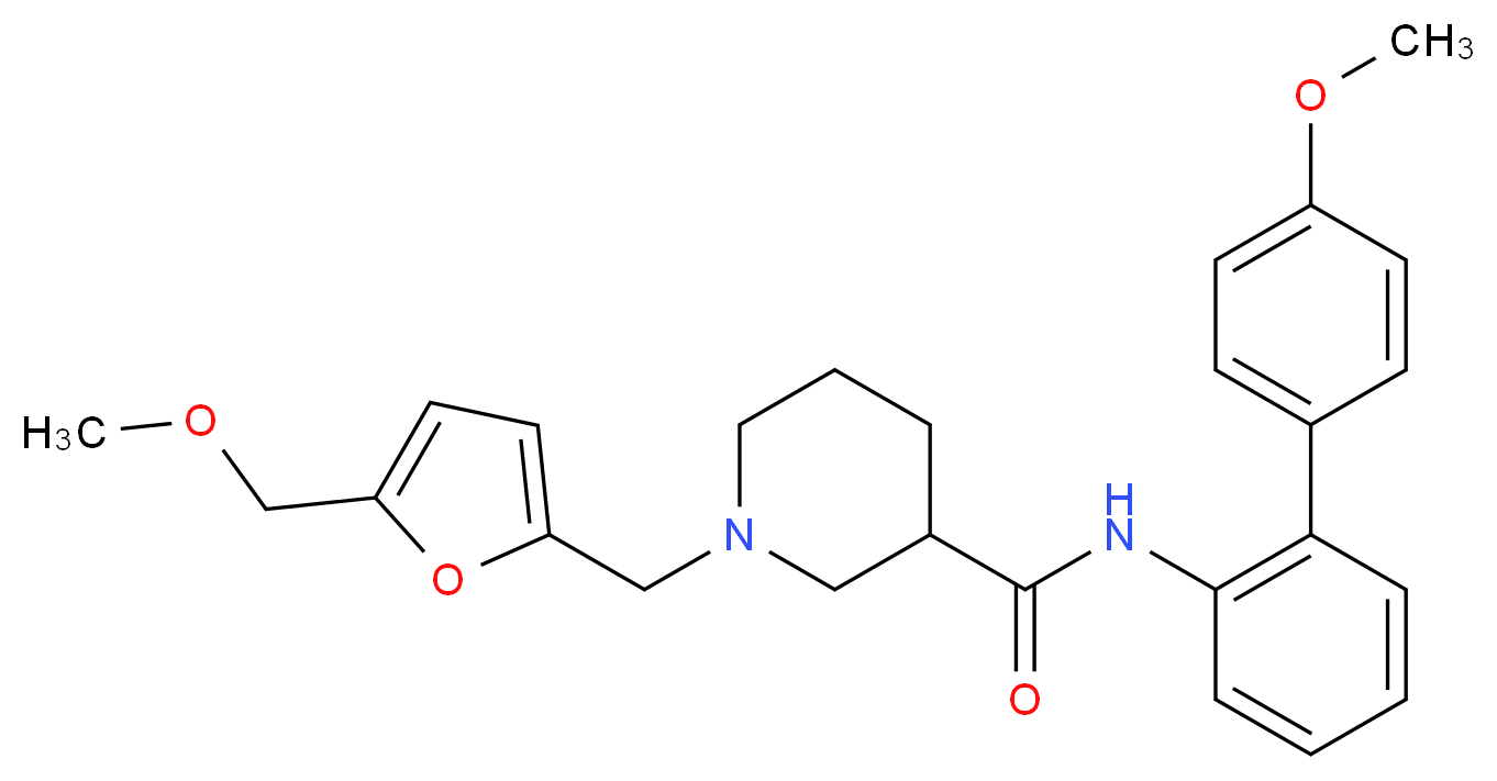 N-(4'-methoxy-2-biphenylyl)-1-{[5-(methoxymethyl)-2-furyl]methyl}-3-piperidinecarboxamide_Molecular_structure_CAS_)