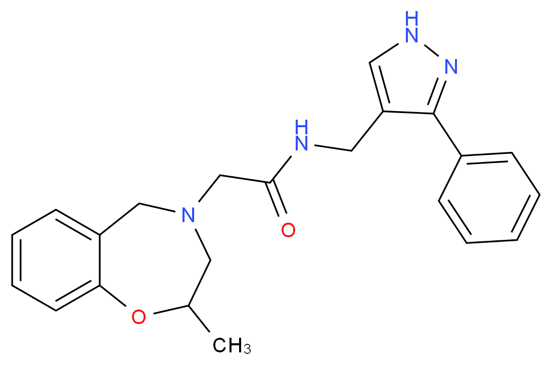 2-(2-methyl-2,3-dihydro-1,4-benzoxazepin-4(5H)-yl)-N-[(3-phenyl-1H-pyrazol-4-yl)methyl]acetamide_Molecular_structure_CAS_)