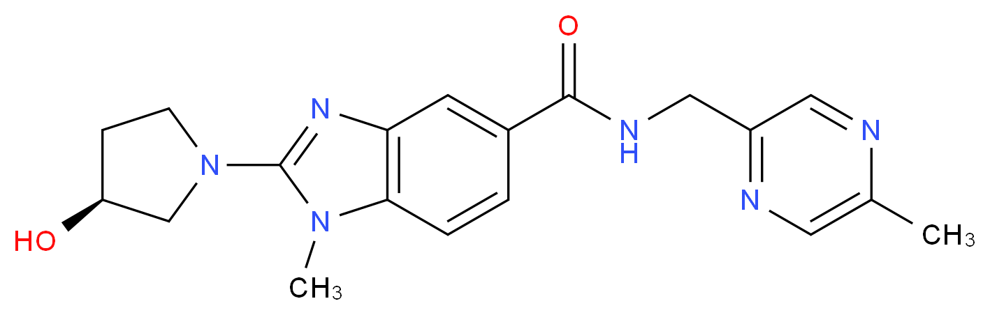 2-[(3S)-3-hydroxy-1-pyrrolidinyl]-1-methyl-N-[(5-methyl-2-pyrazinyl)methyl]-1H-benzimidazole-5-carboxamide_Molecular_structure_CAS_)