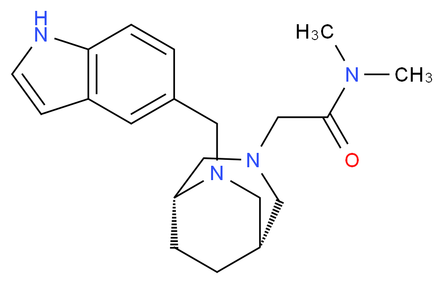 2-[(1S*,5R*)-6-(1H-indol-5-ylmethyl)-3,6-diazabicyclo[3.2.2]non-3-yl]-N,N-dimethylacetamide_Molecular_structure_CAS_)