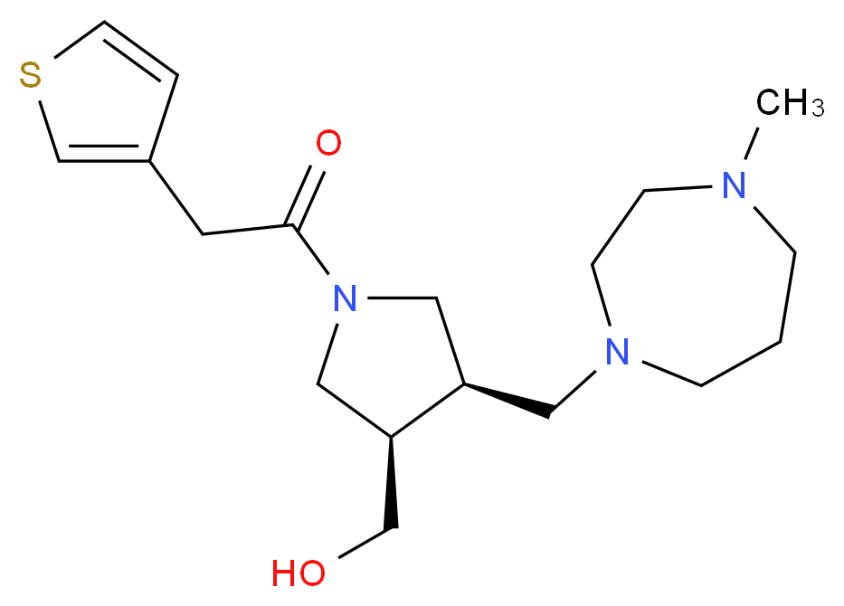 [(3R*,4R*)-4-[(4-methyl-1,4-diazepan-1-yl)methyl]-1-(3-thienylacetyl)-3-pyrrolidinyl]methanol_Molecular_structure_CAS_)