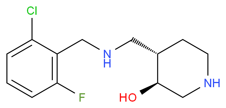 (3S*,4S*)-4-{[(2-chloro-6-fluorobenzyl)amino]methyl}piperidin-3-ol_Molecular_structure_CAS_)
