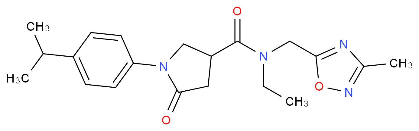 N-ethyl-1-(4-isopropylphenyl)-N-[(3-methyl-1,2,4-oxadiazol-5-yl)methyl]-5-oxo-3-pyrrolidinecarboxamide_Molecular_structure_CAS_)