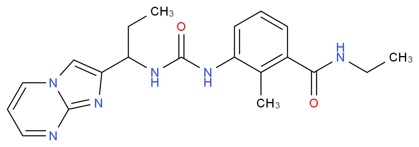 N-ethyl-3-({[(1-imidazo[1,2-a]pyrimidin-2-ylpropyl)amino]carbonyl}amino)-2-methylbenzamide_Molecular_structure_CAS_)