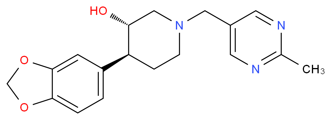 (3S*,4S*)-4-(1,3-benzodioxol-5-yl)-1-[(2-methylpyrimidin-5-yl)methyl]piperidin-3-ol_Molecular_structure_CAS_)