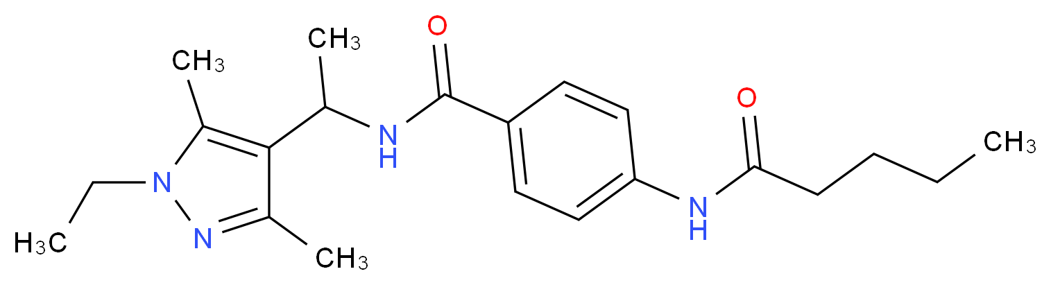 N-[1-(1-ethyl-3,5-dimethyl-1H-pyrazol-4-yl)ethyl]-4-(pentanoylamino)benzamide_Molecular_structure_CAS_)