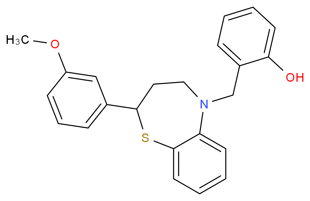 2-{[2-(3-methoxyphenyl)-3,4-dihydro-1,5-benzothiazepin-5(2H)-yl]methyl}phenol_Molecular_structure_CAS_)