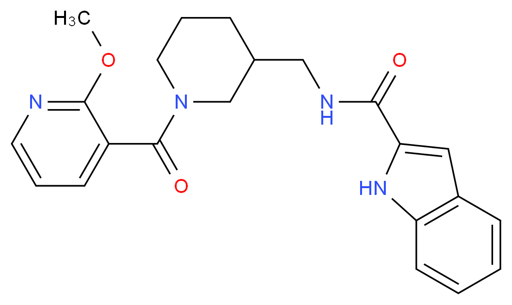 N-({1-[(2-methoxypyridin-3-yl)carbonyl]piperidin-3-yl}methyl)-1H-indole-2-carboxamide_Molecular_structure_CAS_)