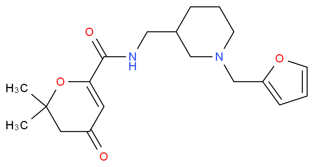 N-{[1-(2-furylmethyl)piperidin-3-yl]methyl}-2,2-dimethyl-4-oxo-3,4-dihydro-2H-pyran-6-carboxamide_Molecular_structure_CAS_)