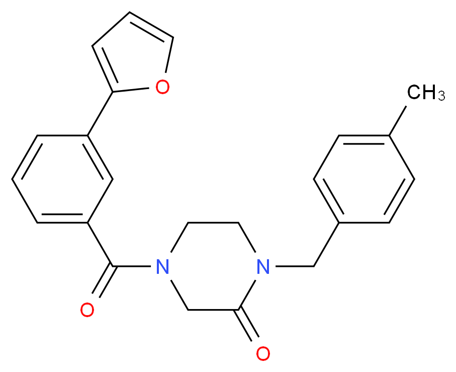 4-[3-(2-furyl)benzoyl]-1-(4-methylbenzyl)-2-piperazinone_Molecular_structure_CAS_)