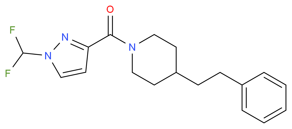 1-{[1-(difluoromethyl)-1H-pyrazol-3-yl]carbonyl}-4-(2-phenylethyl)piperidine_Molecular_structure_CAS_)