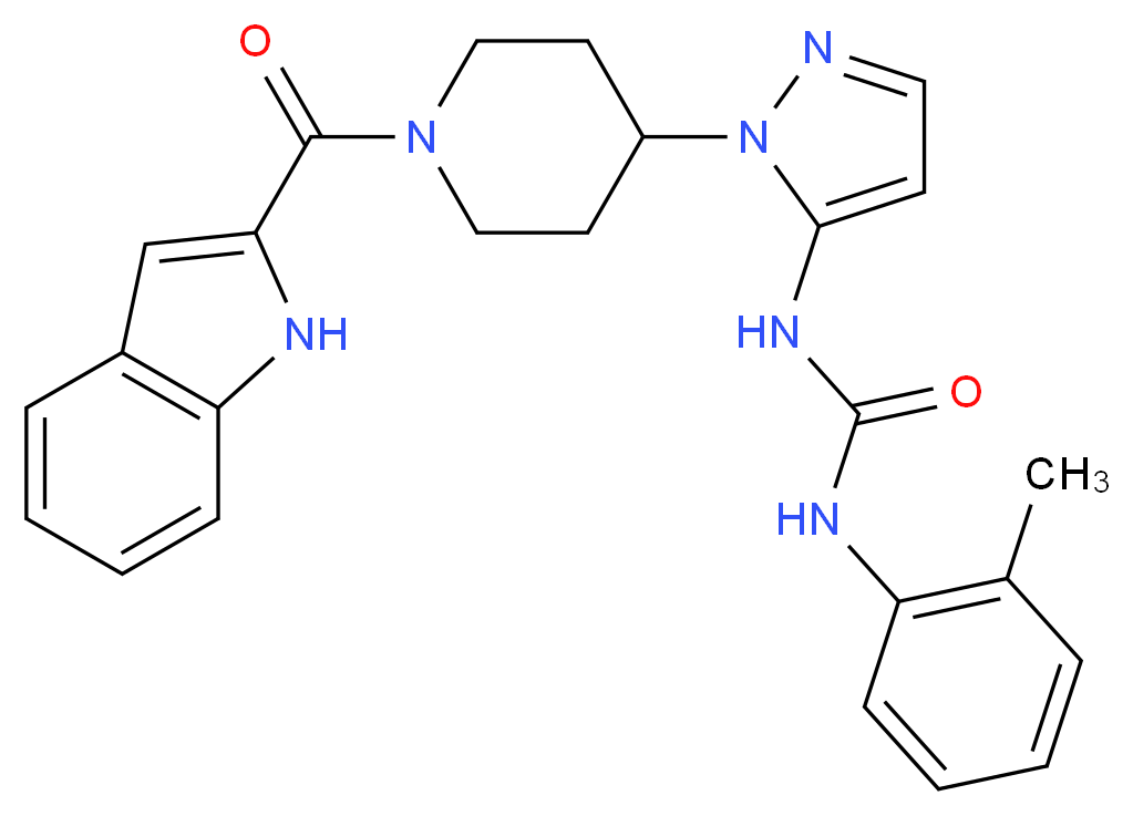 N-{1-[1-(1H-indol-2-ylcarbonyl)-4-piperidinyl]-1H-pyrazol-5-yl}-N'-(2-methylphenyl)urea_Molecular_structure_CAS_)