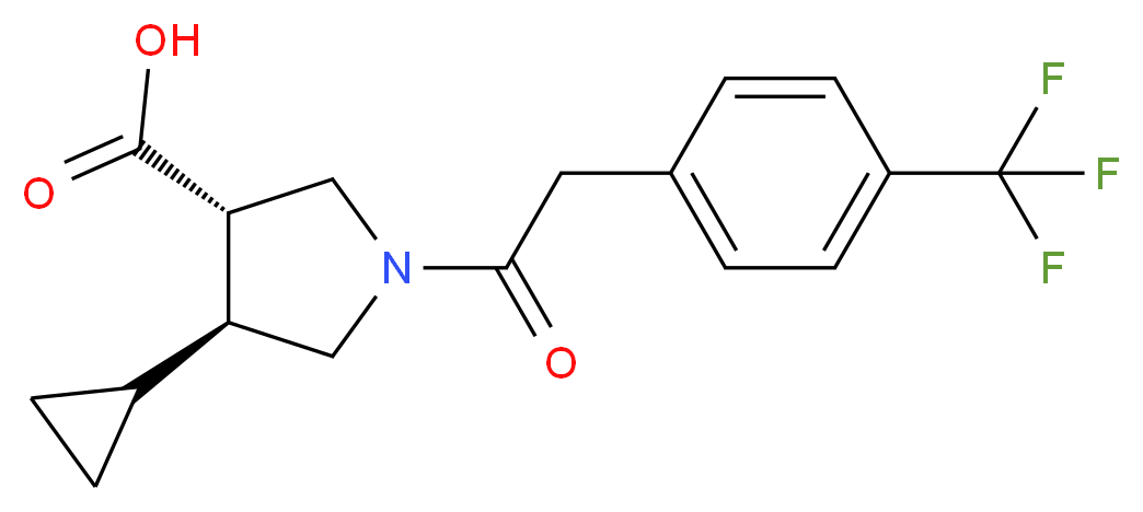 (3S*,4S*)-4-cyclopropyl-1-{[4-(trifluoromethyl)phenyl]acetyl}-3-pyrrolidinecarboxylic acid_Molecular_structure_CAS_)