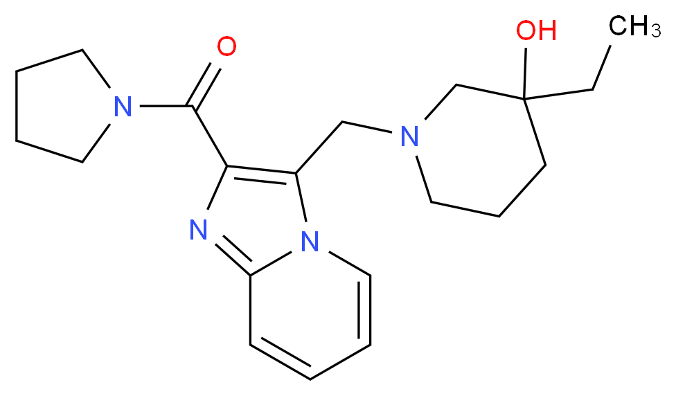 3-ethyl-1-{[2-(pyrrolidin-1-ylcarbonyl)imidazo[1,2-a]pyridin-3-yl]methyl}piperidin-3-ol_Molecular_structure_CAS_)