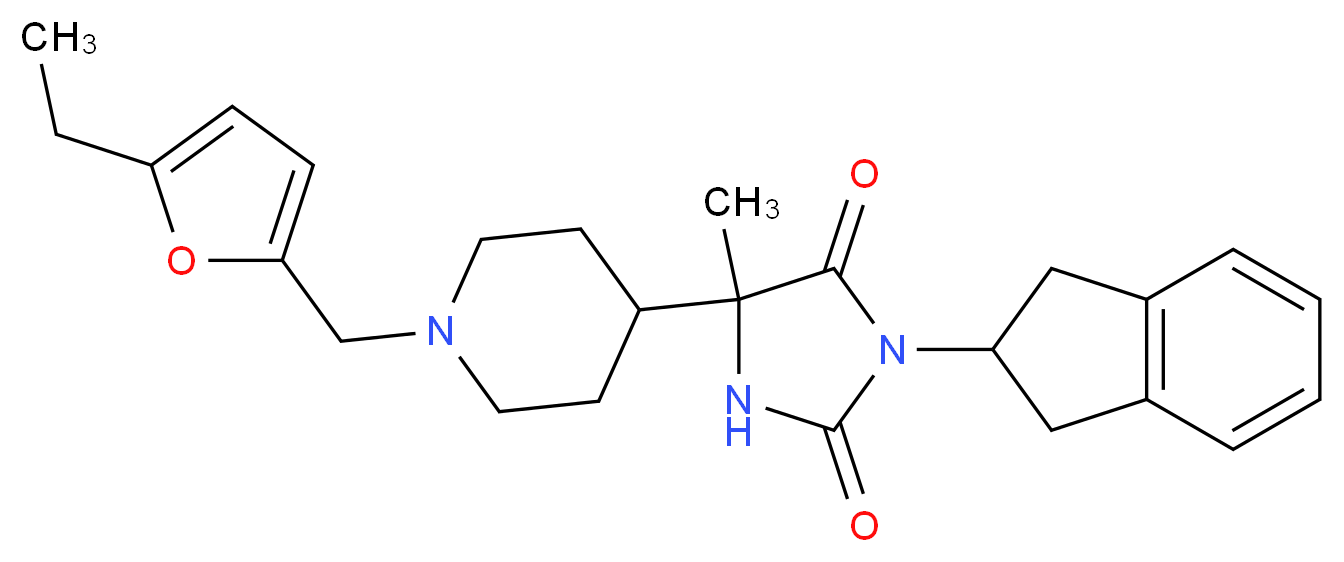 3-(2,3-dihydro-1H-inden-2-yl)-5-{1-[(5-ethyl-2-furyl)methyl]-4-piperidinyl}-5-methyl-2,4-imidazolidinedione_Molecular_structure_CAS_)