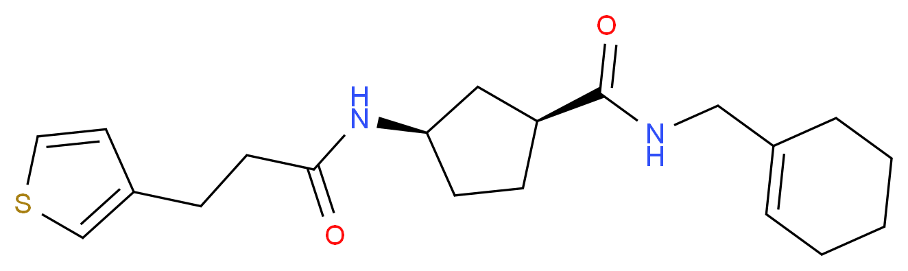(1S*,3R*)-N-(1-cyclohexen-1-ylmethyl)-3-{[3-(3-thienyl)propanoyl]amino}cyclopentanecarboxamide_Molecular_structure_CAS_)