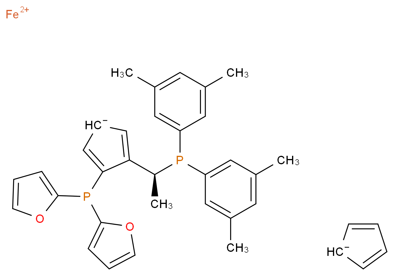 (S)-1-{(RP)-2-[Di(2-furyl)phosphino]ferrocenyl}ethyldi(3,5-xylyl)phosphine_Molecular_structure_CAS_649559-66-0)