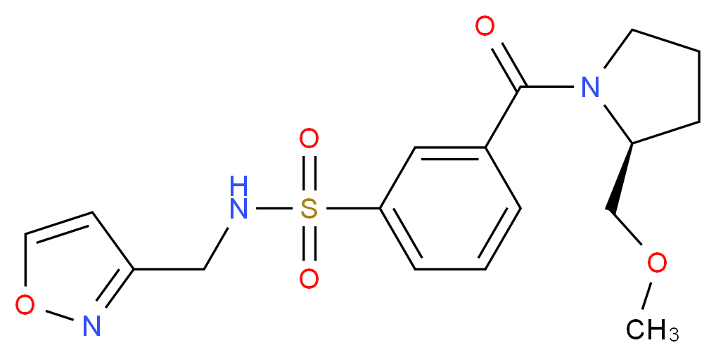 N-(isoxazol-3-ylmethyl)-3-{[(2S)-2-(methoxymethyl)pyrrolidin-1-yl]carbonyl}benzenesulfonamide_Molecular_structure_CAS_)