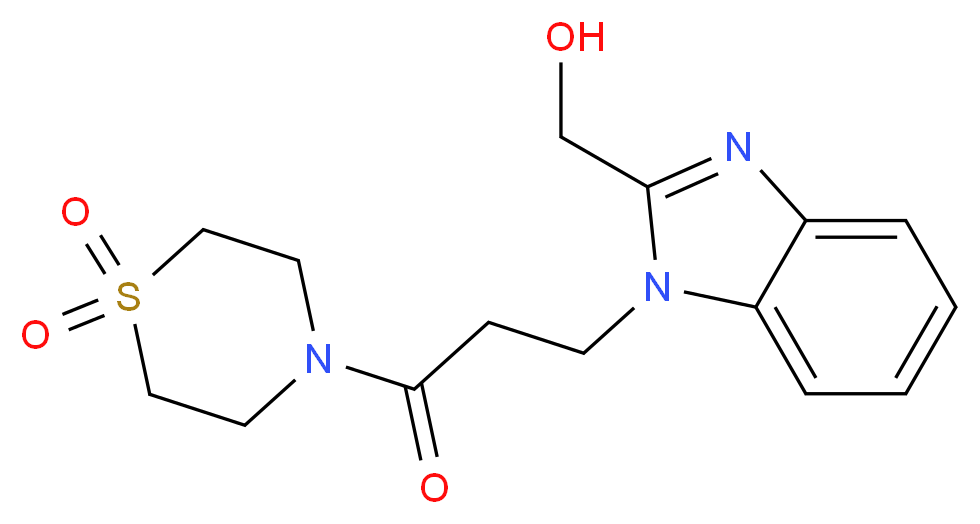 {1-[3-(1,1-dioxidothiomorpholin-4-yl)-3-oxopropyl]-1H-benzimidazol-2-yl}methanol_Molecular_structure_CAS_)